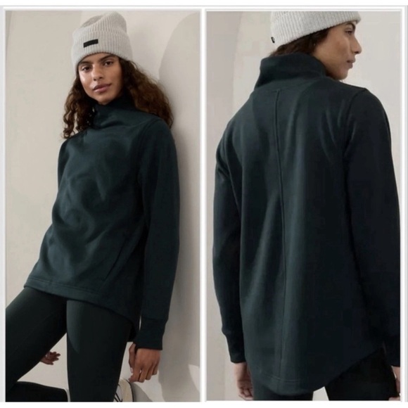 Athleta Sweaters - Athleta Cozy Karma Twist Neck Sweatshirt – Cypress Green Sz XS